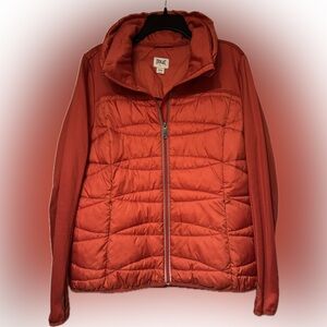 Everlast Women's Sz XL Orange Puffer Runners Jacket w/ thumb holes, reflective